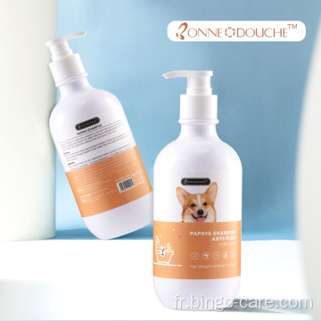 Shampooing anti-puces pour chiens de compagnie de nettoyage d&#39;animaux de compagnie à la papaye